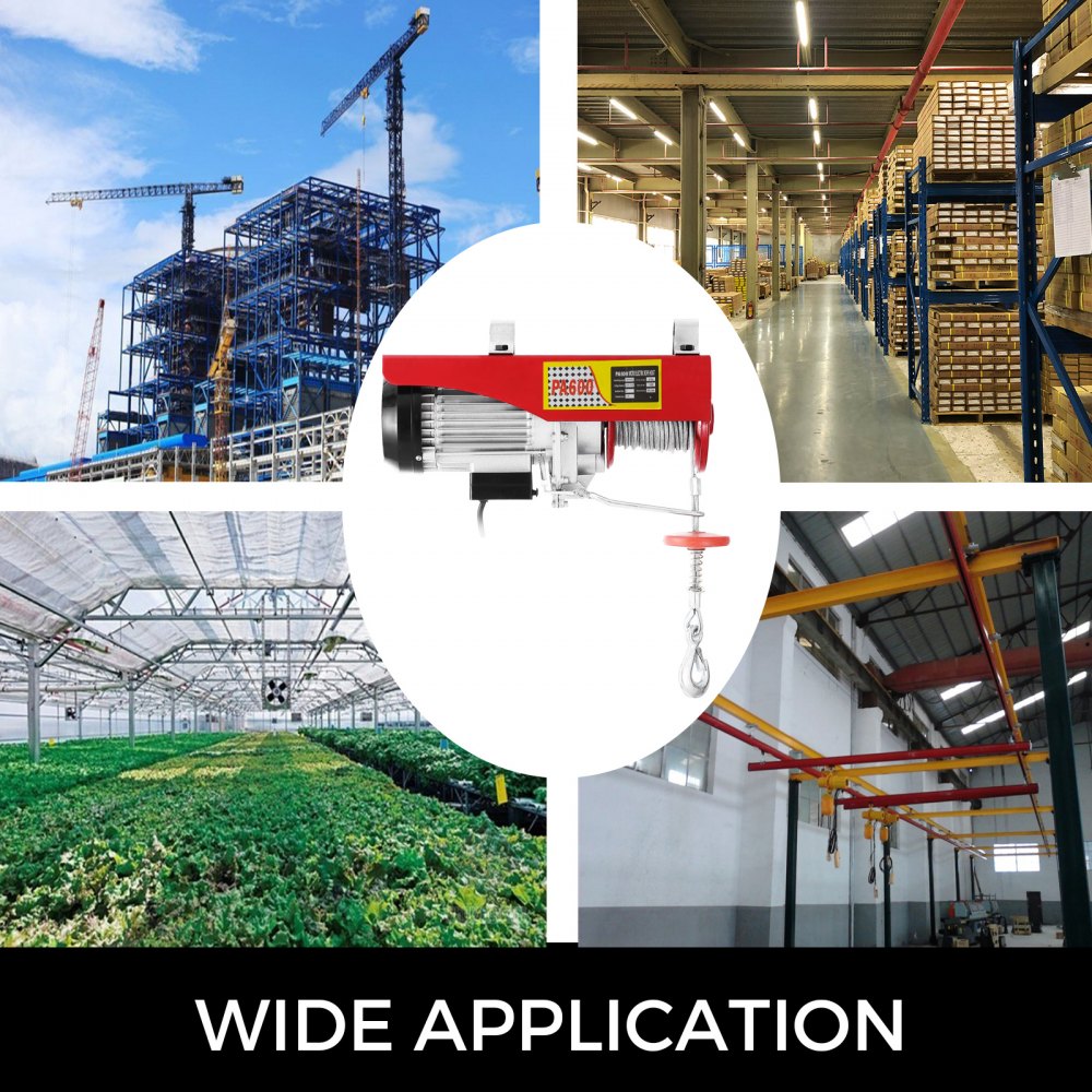 Electric Hoist Electric Winch 600kg with 15m Wire Rope and Remote Control