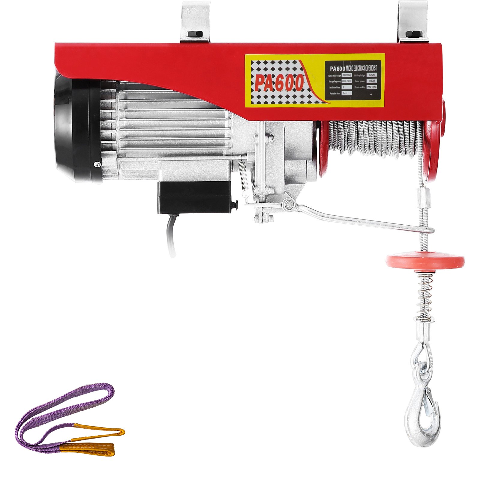 Electric Hoist Electric Winch 600kg with 15m Wire Rope and Remote Control