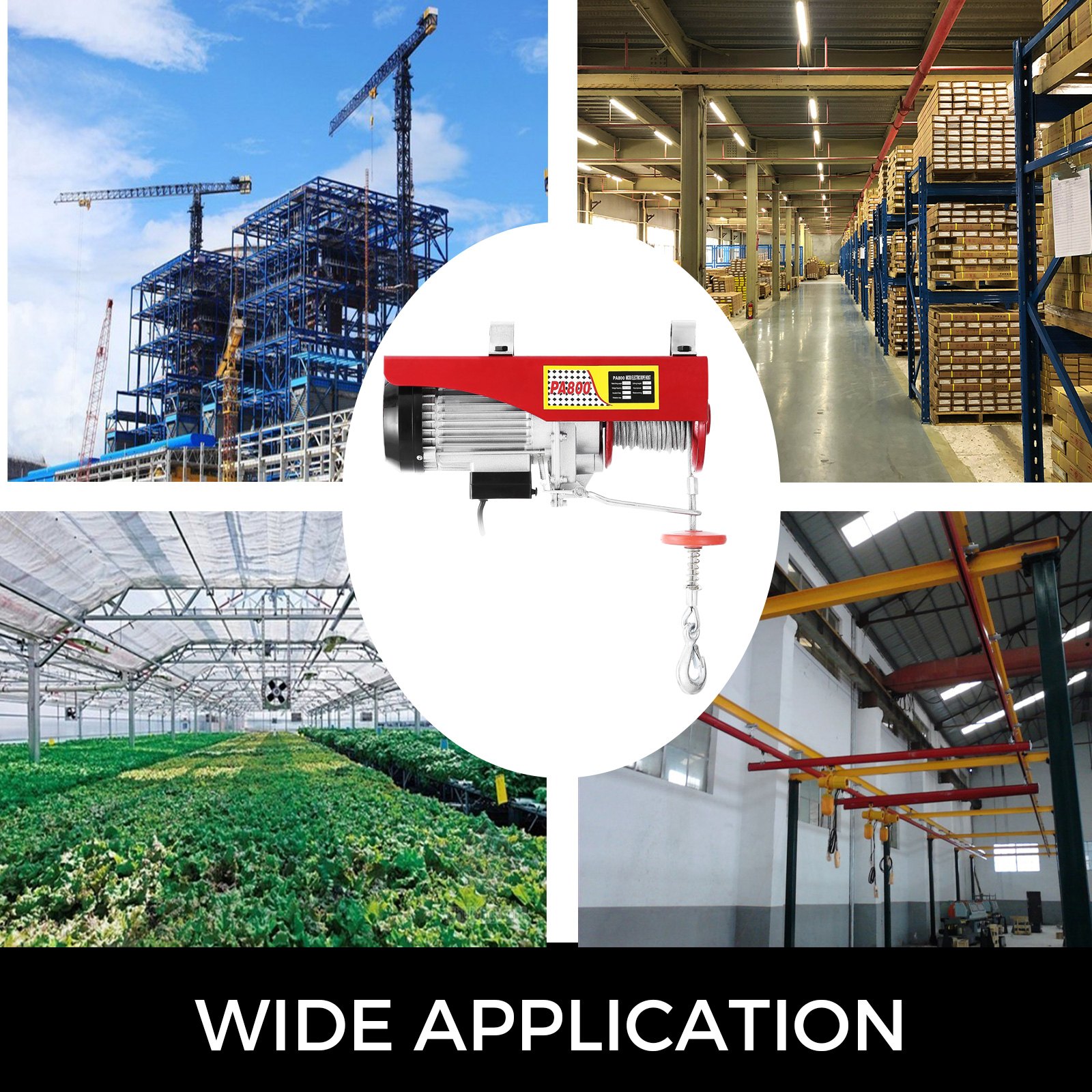 Electric Hoist Electric Winch 800kg with 18m Wire Rope and Remote Control