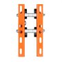 orange VEVOR electric hoist trolley with metal frame, wheels, and adjustable bolts. top-down view.