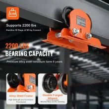 VEVOR Electric Hoist Manual Trolley, 2200 lbs/1 Ton Capacity for PA200 PA250 PA300 PA400 PA500, Push Beam Trolley with Dual Wheels, 2.68"-4.33" Adjustable Beam Flange Width for Straight Curved I Beam