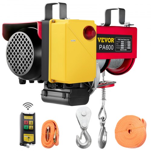 VEVOR Electric Hoist Lift 1320LBS 600KG Overhead Electric Hoist 110V Electric Wire Hoist Remote Control Garage Auto Shop Overhead Lift
