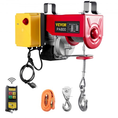 VEVOR Electric Hoist 1800LBS With Wireless Remote Control & Single/Double Slings Electric Winch, Steel Electric Lift, 110V Electric Hoist For Lifting In Factories, Warehouses, Construction Site