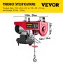 VEVOR 440LBS Electric Hoist With Wireless Remote Control & Single/Double Slings Electric Winch, Steel Electric Lift, 110V Electric Hoist For Lifting In Factories, Warehouses, Construction Site