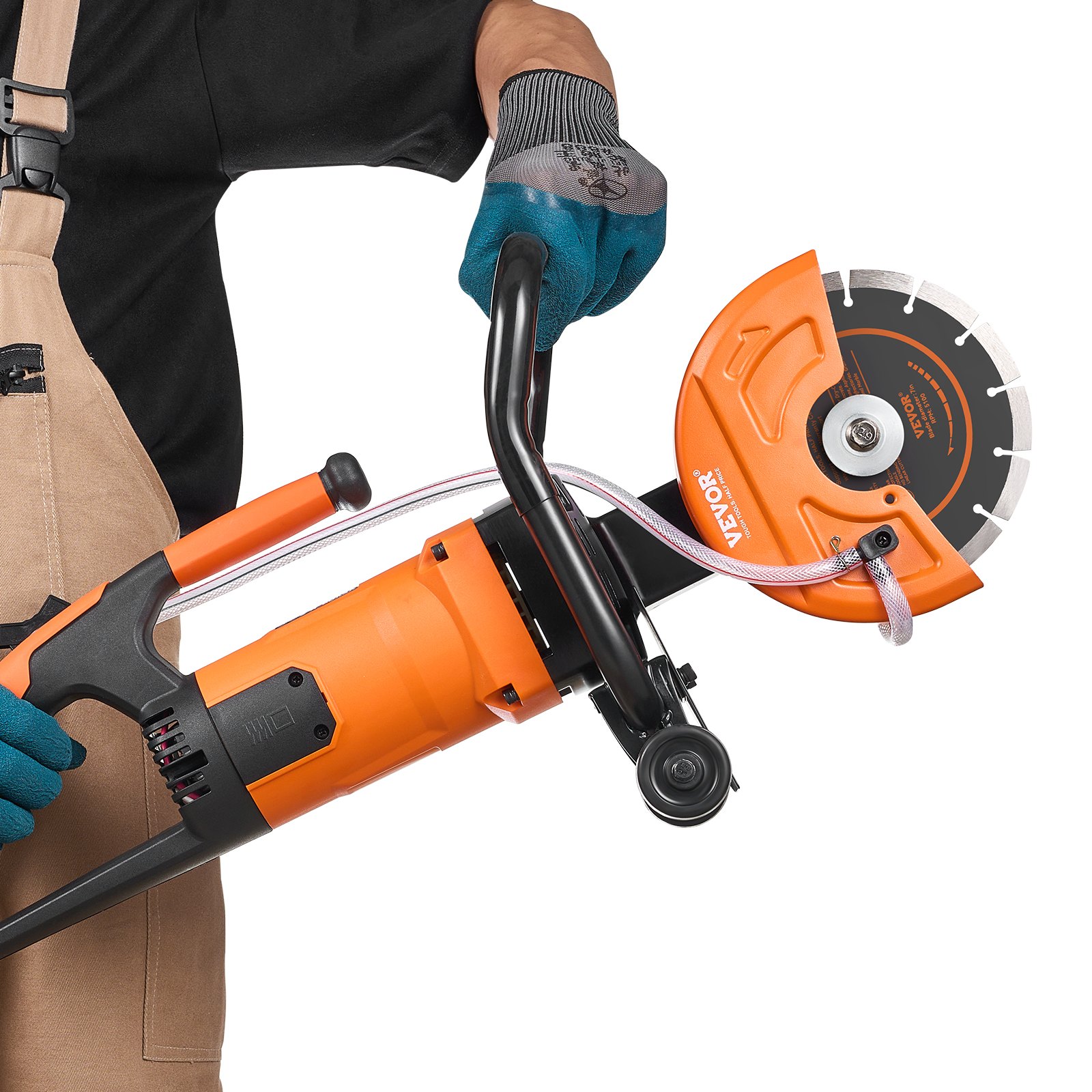 VEVOR Electric Concrete Saw, 7 in Circular Saw Cutter, 2000 W High Power with Max. 2.5 in Cutting Depth, Wet/Dry Disk Saw Cutter Includes Water Line, Pump and Blade, for Stone, Brick