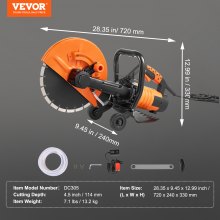 VEVOR 30.48cm Electric Concrete Saw Wet/Dry Saw Cutter with Water Pump and Blade