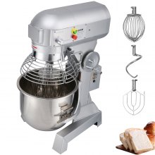 VEVOR Commercial Food Mixer 10Qt 450W 3 Speeds Adjustable 110/178/390 RPM Heavy Duty 110V with Stainless Steel Bowl Dough Hooks Whisk Beater Premium for Schools Bakeries Restaurants Pizzerias