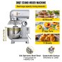 VEVOR Commercial Stand Mixer, 30Qt Stainless Steel Bowl, 1100W Heavy Duty Electric Food Mixer with 3 Speeds Adjustable 105/180/408 RPM, Dough Hook Whisk Beater Included, Perfect for Bakery Pizzeria