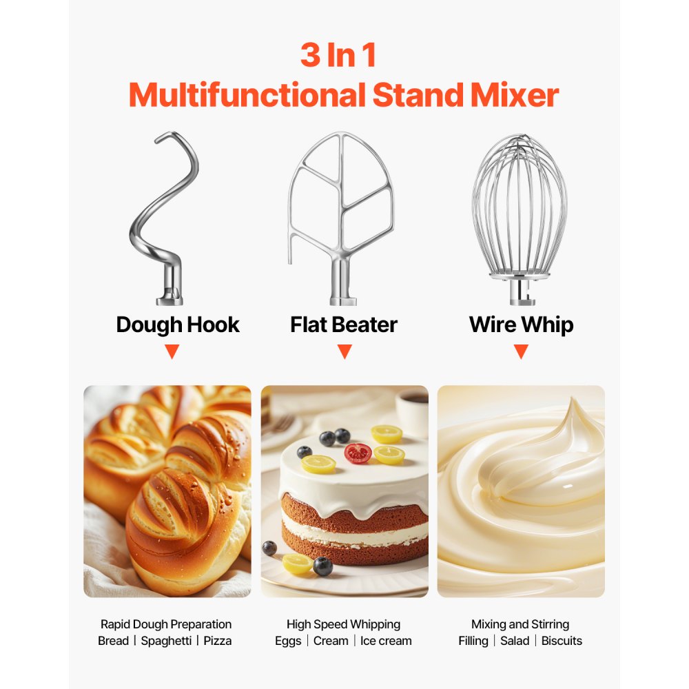 VEVOR Electric Food Mixer 30L Food Stand Mixer 1100W Electric Dough Mixer Maker 220V Adjustable Commercial Mixer Grinder Commercial Stand Mixer for Kitchen Commercial Use