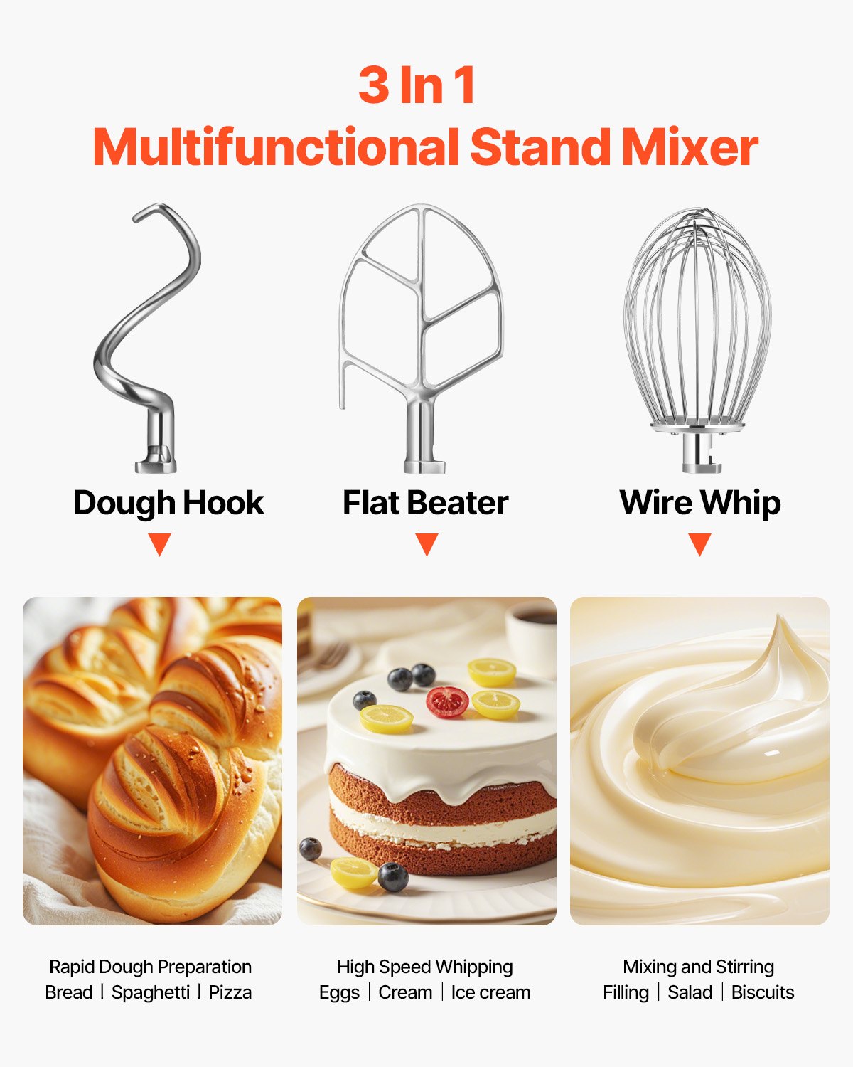 VEVOR Electric Food Mixer 30L Food Stand Mixer 1100W Electric Dough Mixer Maker 220V Adjustable Commercial Mixer Grinder Commercial Stand Mixer for Kitchen Commercial Use
