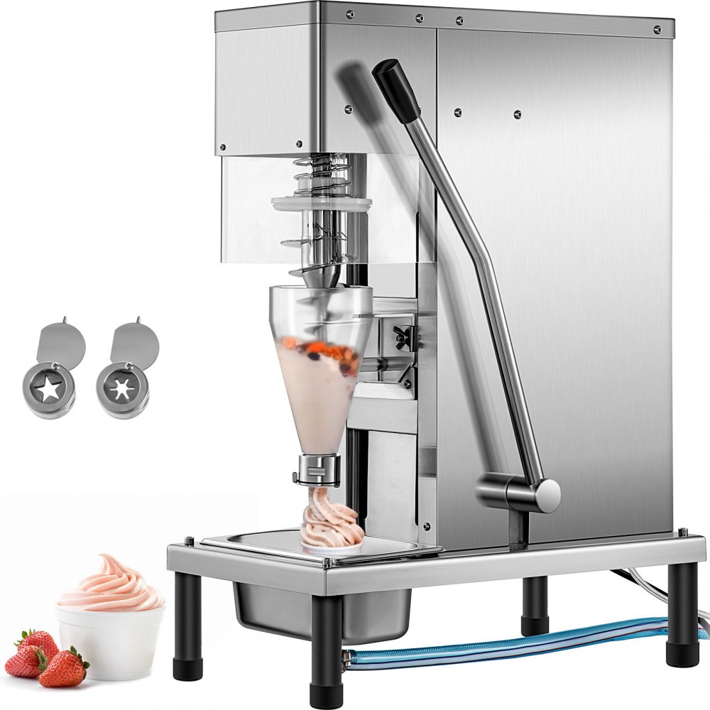 VEVOR 110V Máquina mezcladora de yogur congelado 750W, Máquina mezcladora de helado de batido de yogur Construcción de acero inoxidable 304, Equipo de cocina comercial profesional