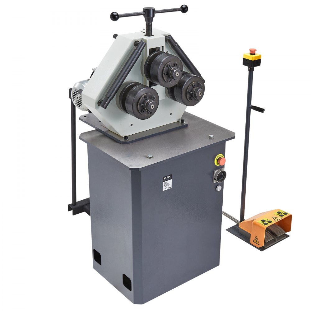 VEVOR 750W Electric Roll Bending Machine, 3-Roller Electric Pipe Bender Machine with Reversible Foot Switch, Support Horizontal/Vertical Operation (220V 60Hz 3-Phase, No Plug)