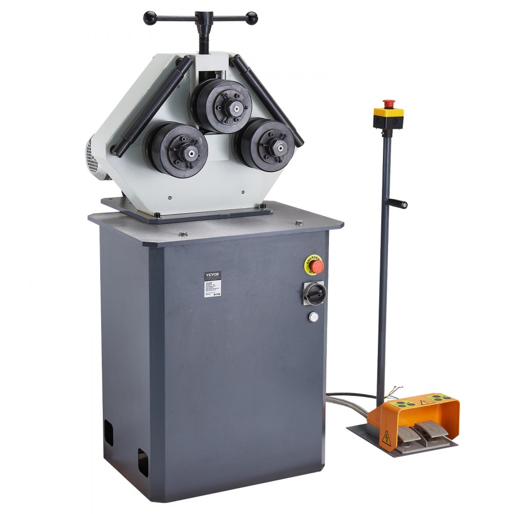 VEVOR 750W Electric Roll Bending Machine, 3-Roller Electric Pipe Bender Machine with Reversible Foot Switch, Support Horizontal/Vertical Operation (220V 60Hz 3-Phase, No Plug)