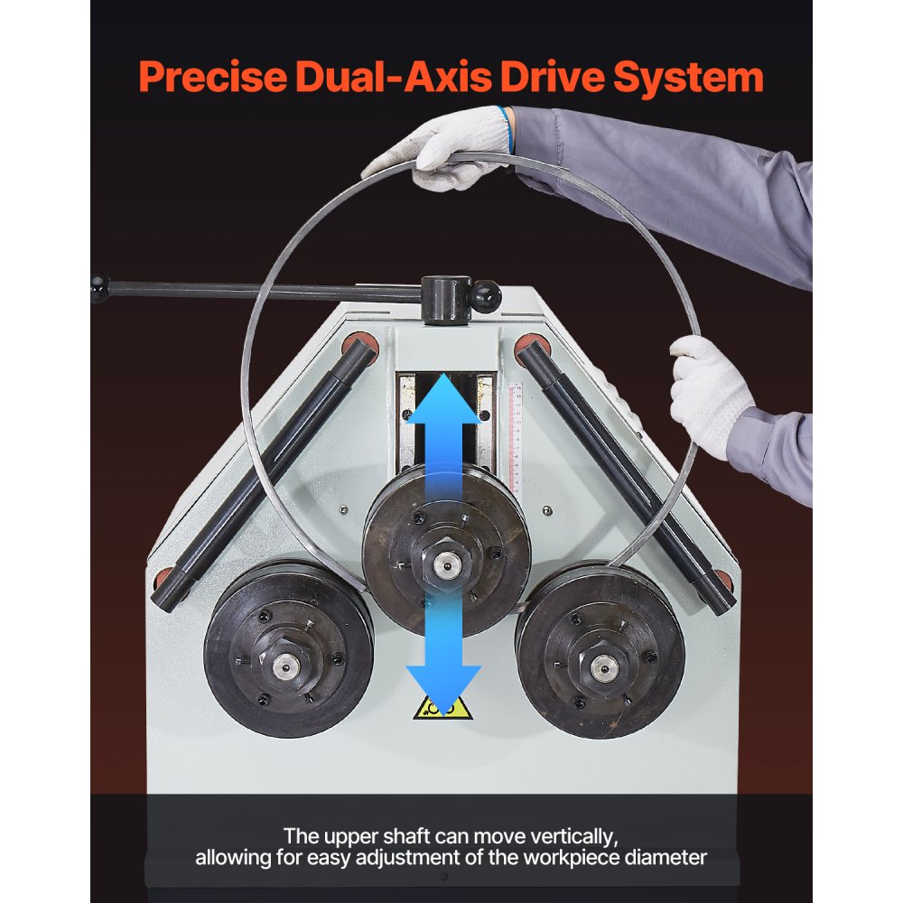 VEVOR 2.2KW Electric Roll Bending Machine, 3-Roller Electric Pipe Bender Machine with 180° Maximum Bending Angle & Reversible Foot Switch, Support Horizontal/Vertical Operation (220V 60Hz 3-Phase)