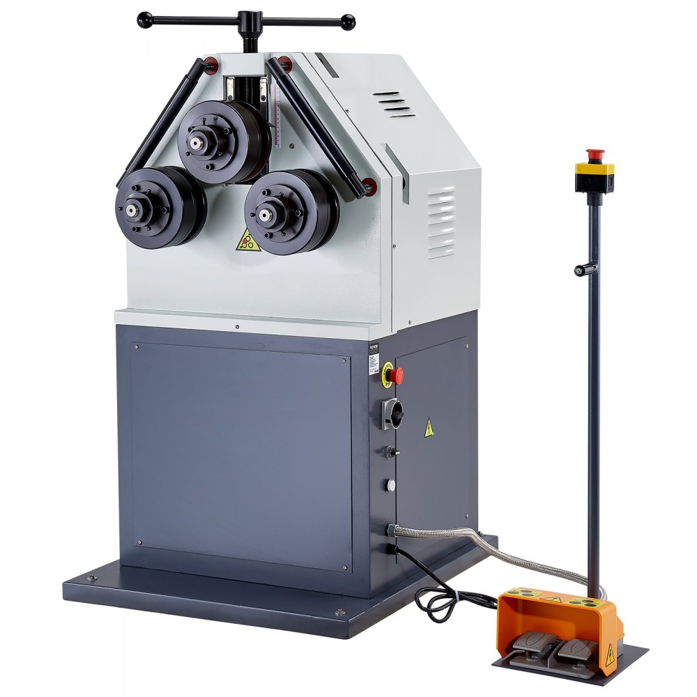 VEVOR 2.2KW Electric Roll Bending Machine, 3-Roller Electric Pipe Bender Machine with 180° Maximum Bending Angle & Reversible Foot Switch, Support Horizontal/Vertical Operation (220V 60Hz 3-Phase)