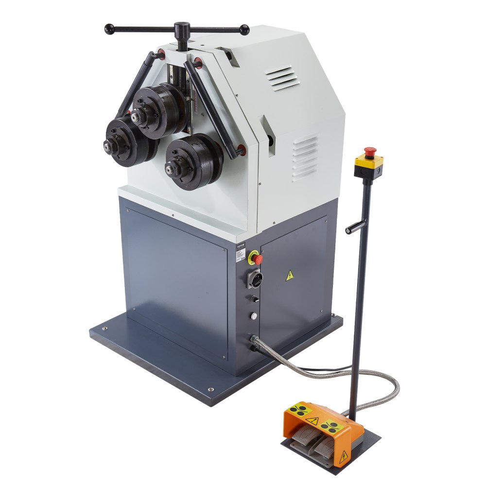 VEVOR 2.2KW Electric Roll Bending Machine, 3-Roller Electric Pipe Bender Machine with 180° Maximum Bending Angle & Reversible Foot Switch, Support Horizontal/Vertical Operation (220V 60Hz 3-Phase)