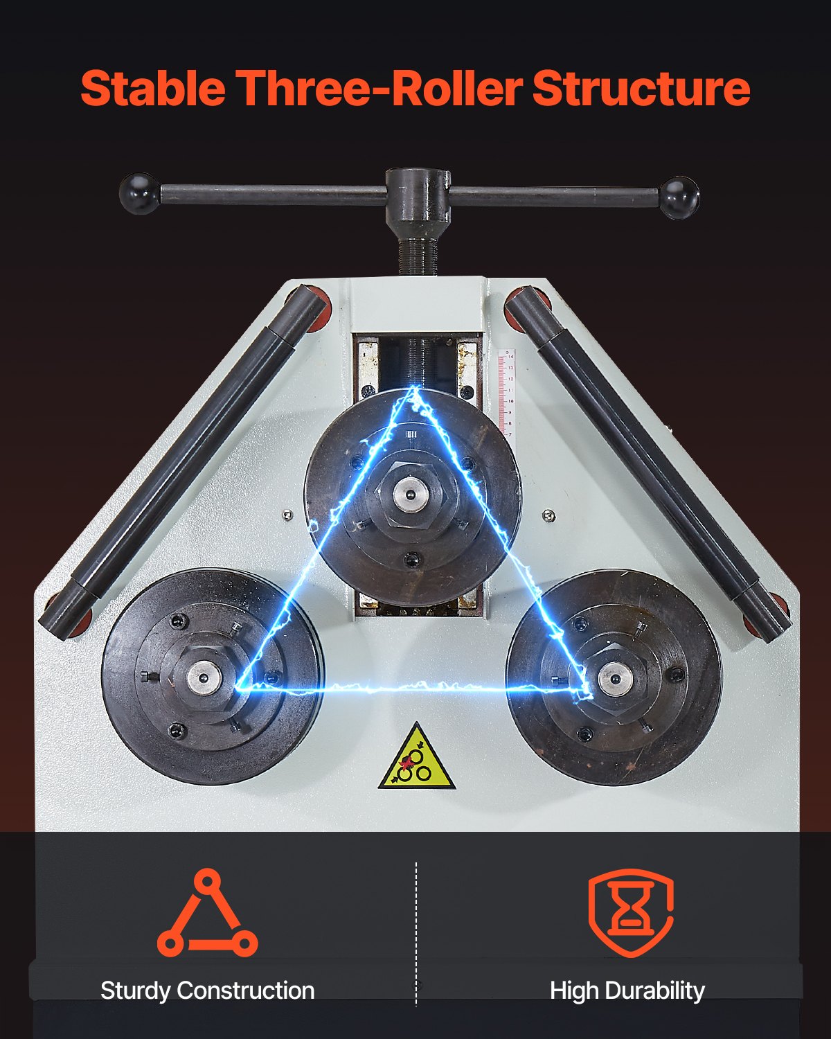 VEVOR 2.2KW Electric Roll Bending Machine, 3-Roller Electric Pipe Bender Machine with 180° Maximum Bending Angle & Reversible Foot Switch, Support Horizontal/Vertical Operation (220V 60Hz 3-Phase)