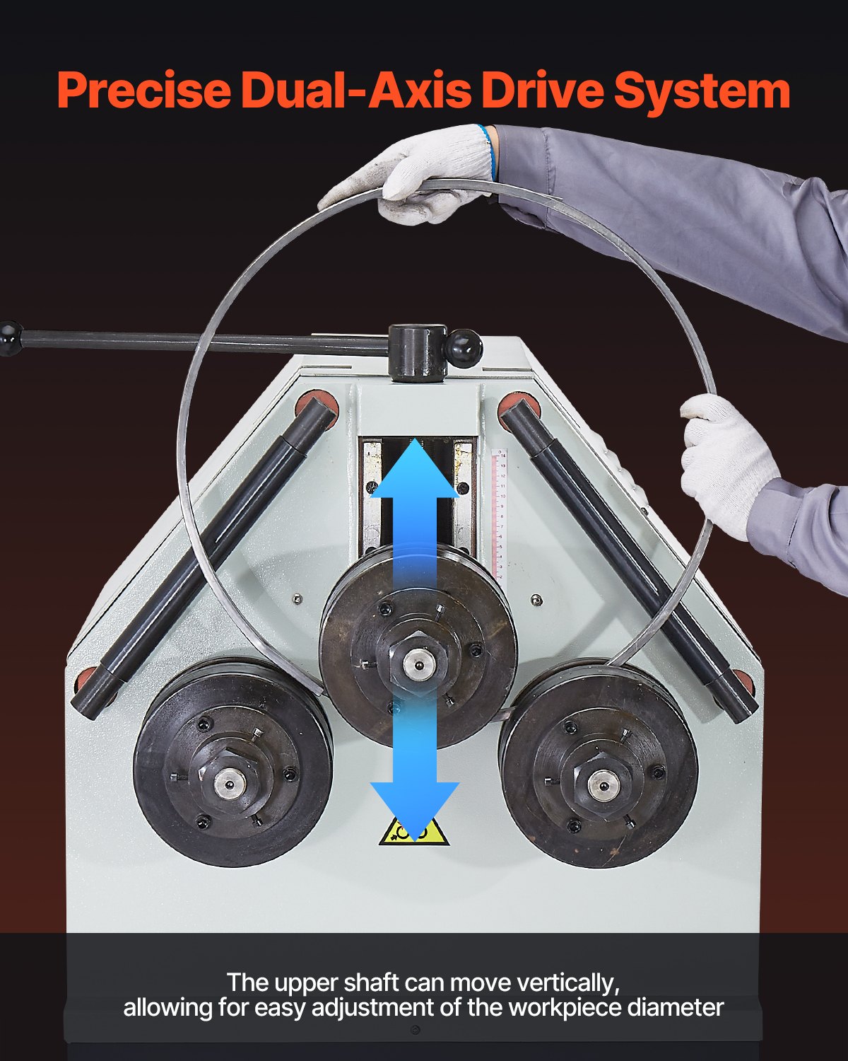 VEVOR 2.2KW Electric Roll Bending Machine, 3-Roller Electric Pipe Bender Machine with 180° Maximum Bending Angle & Reversible Foot Switch, Support Horizontal/Vertical Operation (220V 60Hz 3-Phase)