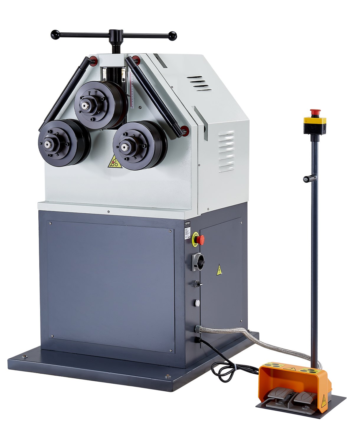 VEVOR 2.2KW Electric Roll Bending Machine, 3-Roller Electric Pipe Bender Machine with 180° Maximum Bending Angle & Reversible Foot Switch, Support Horizontal/Vertical Operation (220V 60Hz 3-Phase)