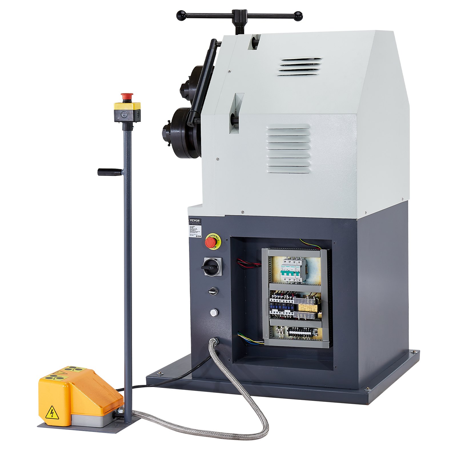 VEVOR 2.2KW Electric Roll Bending Machine, 3-Roller Electric Pipe Bender Machine with 180° Maximum Bending Angle & Reversible Foot Switch, Support Horizontal/Vertical Operation (220V 60Hz 3-Phase)
