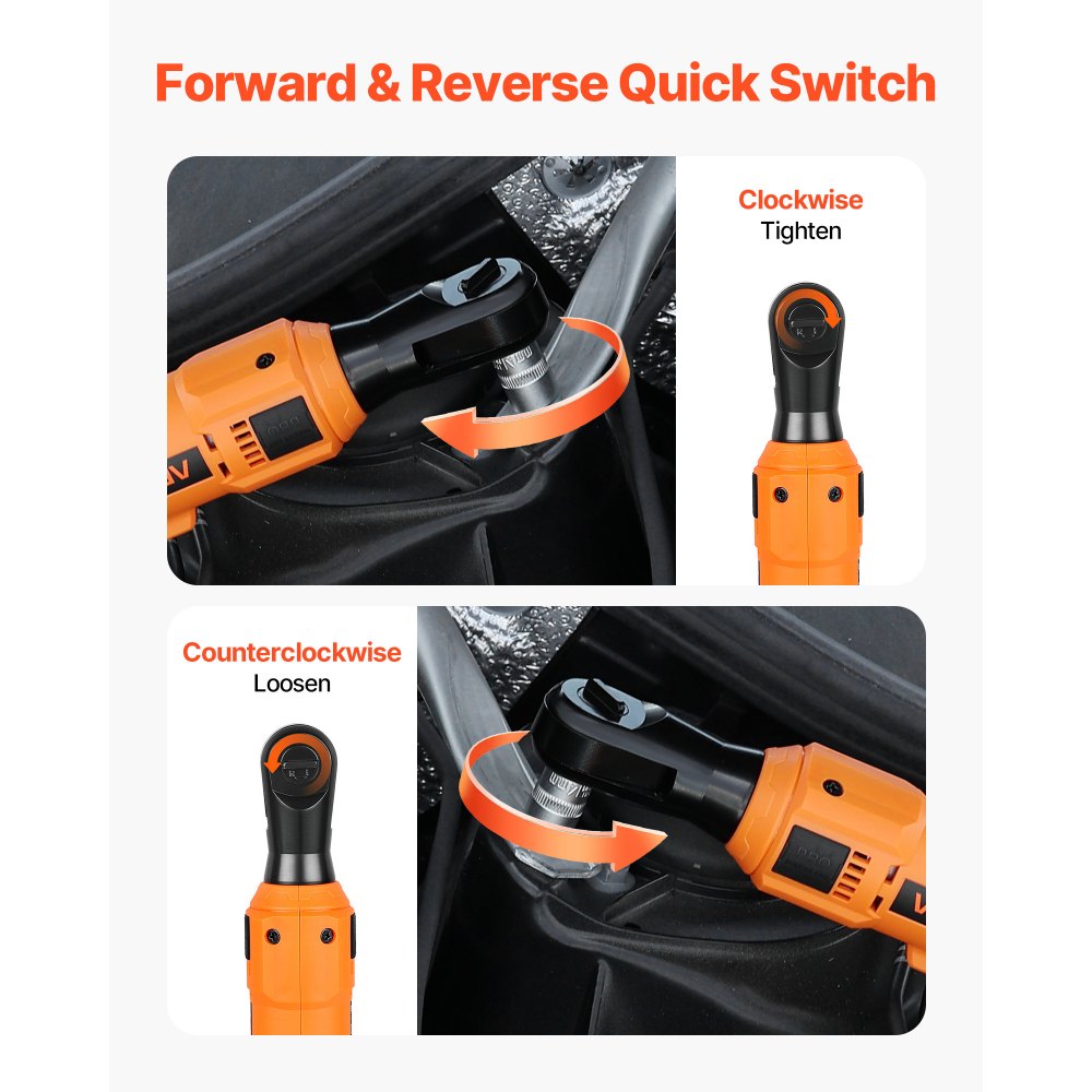 VEVOR Cordless Ratchet Wrench, 3/8 inch Drive, 230 RPM, up to 88 ft-lbs of Torque, Battery Powered Electric Ratchet Wrench Set with Two 2.0Ah Batteries, Charger, Sockets, Adaptors and Cloth Bag