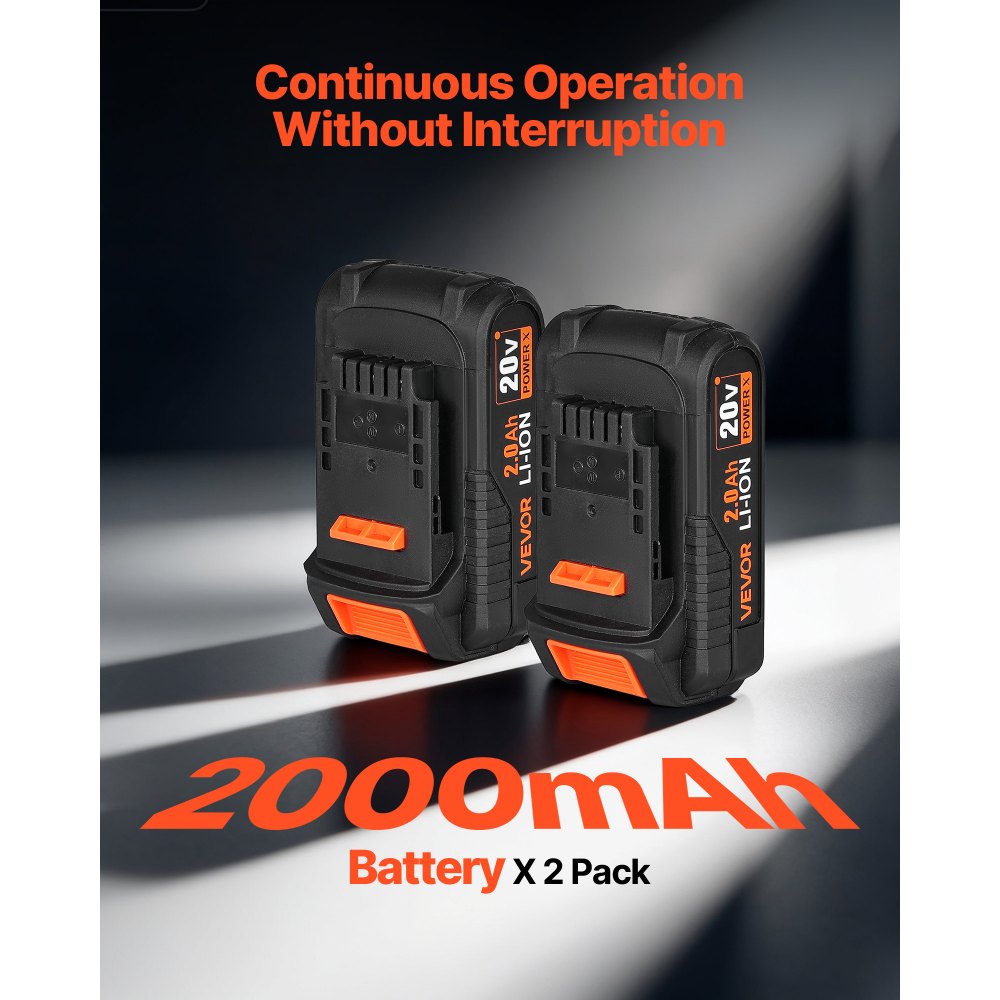 VEVOR Cordless Ratchet Wrench, 3/8 inch Drive, 230 RPM, up to 88 ft-lbs of Torque, Battery Powered Electric Ratchet Wrench Set with Two 2.0Ah Batteries, Charger, Sockets, Adaptors and Cloth Bag