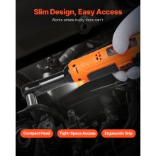 VEVOR Cordless Ratchet Wrench, 3/8 inch Drive, 230 RPM, up to 33 ft-lbs of Torque, Battery Powered Electric Ratchet Wrench Set with Two 2.0Ah Batteries, Charger, Sockets, Adaptor and Carrying Case