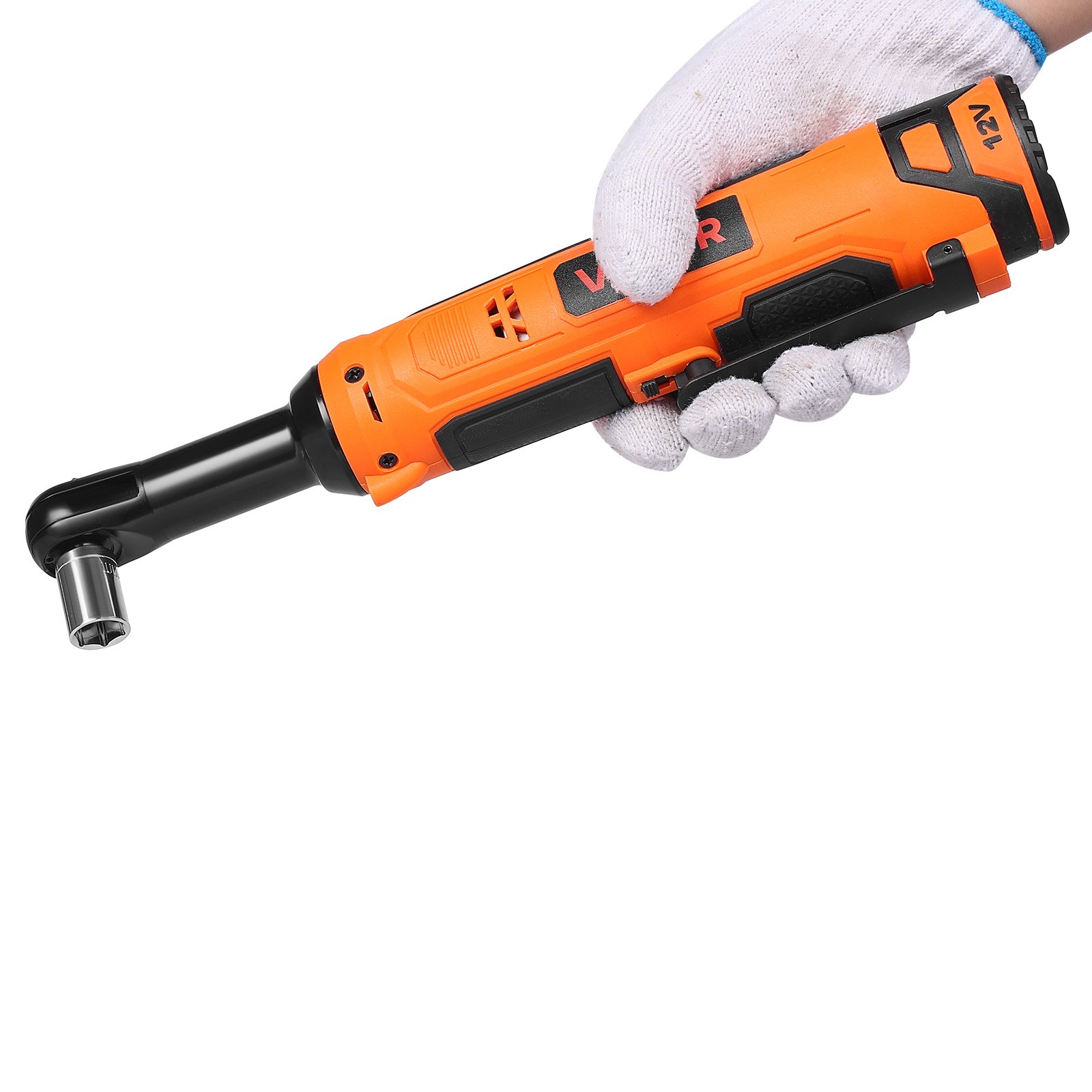 VEVOR Cordless Ratchet Wrench, 3/8 inch Drive, 230 RPM, up to 33 ft-lbs of Torque, Battery Powered Electric Ratchet Wrench Set with Two 2.0Ah Batteries, Charger, Sockets, Adaptor and Carrying Case