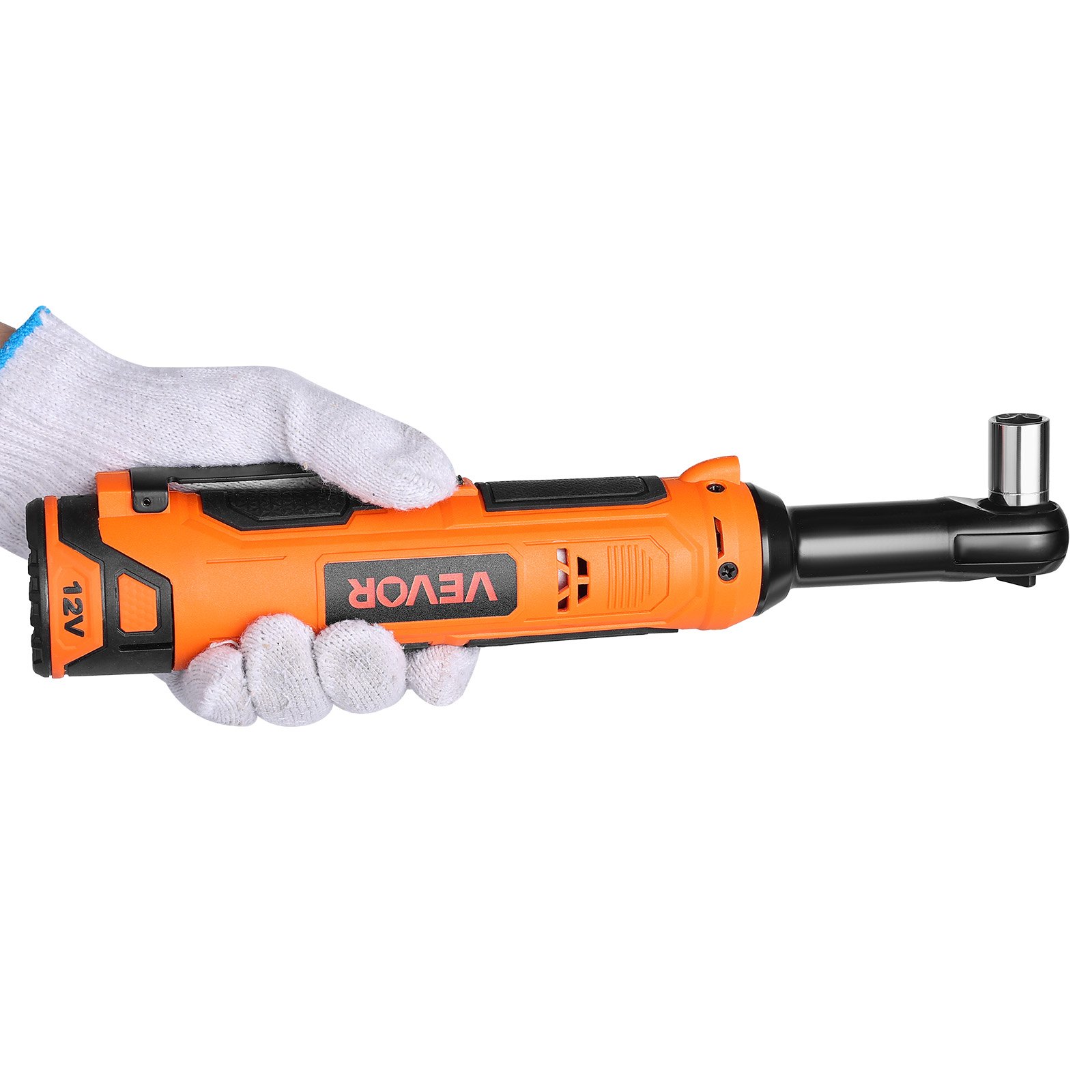 VEVOR Cordless Ratchet Wrench, 3/8 inch Drive, 230 RPM, up to 33 ft-lbs of Torque, Battery Powered Electric Ratchet Wrench Set with Two 2.0Ah Batteries, Charger, Sockets, Adaptor and Carrying Case