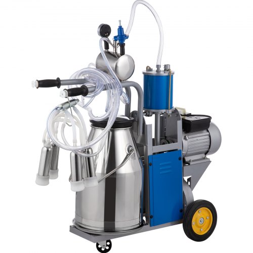 VEVOR Electric Cow Milking Machine, 1440 RPM 10-12 Cows Per Hour, Electric Milker Machine with 25L 304 Stainless Steel Bucket, Double Handle Milk Machine for Cows