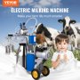 VEVOR Electric Cow Milking Machine, 1440 RPM 10-12 Cows Per Hour, Electric Milker Machine with 25L 304 Stainless Steel Bucket, Double Handle Milk Machine for Cows