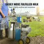 VEVOR Electric Milking Machine 1440 RPM 10-12 Cows per Hour Milker Machine 0.55 KW Milking Equipment with 25L 304 Stainless Steel Bucket Single Cow Milking Machine Bucket Milker for Cows