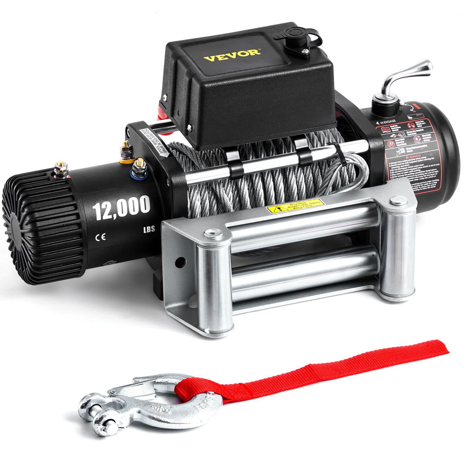 VEVOR Electric Winch, 12,000 lb, 12V DC Truck Winch with Φ0.36 in x 85 ft Steel Cable Roller Fairlead Wireless & Wired Remote Control, IP55 Waterproof for Towing Off-Road SUV Jeep Truck Trailer Boat