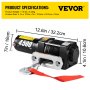 VEVOR Electric Winch 4500lbs / 2040Kg, Electric Truck Winch Synthetic Dyneema Rope, Electric Winch Recovery 10m, Power Winch with Wireless Remote Control, for Boats, UTV, ATV Wrangler Accessories