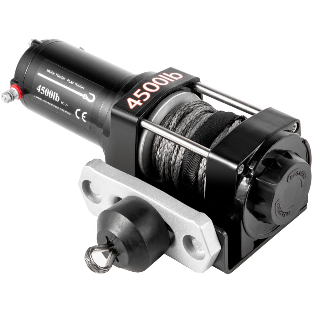 VEVOR Electric Winch 4500lb Load Capacity Truck Winch Compatible with Jeep Truck SUV 43ft/13m Synthetic Rope 12V Power Winch with Wireless Remote Control, Powerful Motor for ATV UTV Off Road Trailer