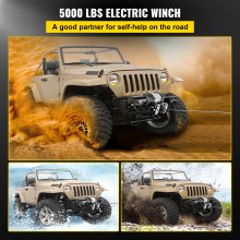 VEVOR Electric Winch 5000lb Load Capacity Truck Winch Compatible with Jeep Truck SUV 43ft/13m Cable Steel 12V Power Winch with Wireless Remote Control, Powerful Motor for ATV UTV Off Road Trailer