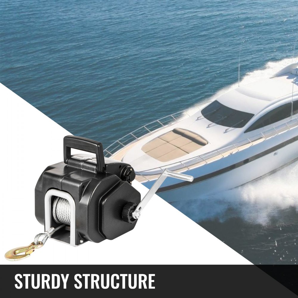 VEVOR Electric Winch 12V DC, Portable Trailer Winch 6,500 lbs, Pulling Capacity Power Winch with Powerful Motor and Hand Crank, Steel Cable Winch with Wireless Remote Control for Baot, UTV, ATV