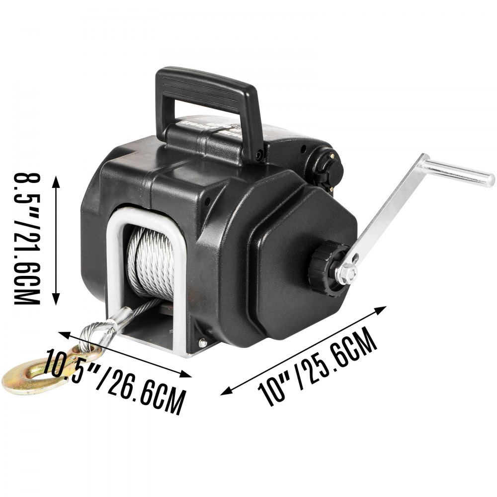 VEVOR Electric Winch 12V DC, Portable Trailer Winch 6,500 lbs, Pulling Capacity Power Winch with Powerful Motor and Hand Crank, Steel Cable Winch with Wireless Remote Control for Baot, UTV, ATV