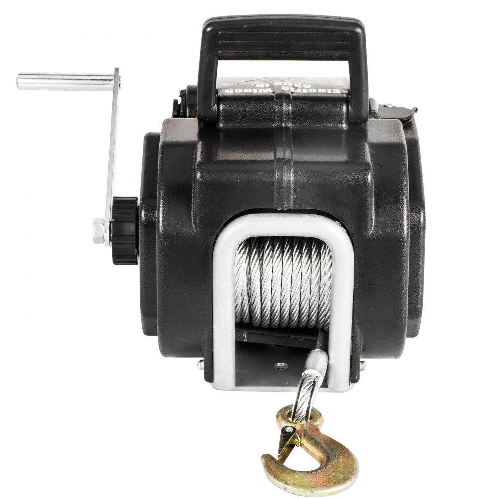 VEVOR Electric Winch 12V DC, Portable Trailer Winch 6,500 lbs, Pulling Capacity Power Winch with Powerful Motor and Hand Crank, Steel Cable Winch with Wireless Remote Control for Baot, UTV, ATV