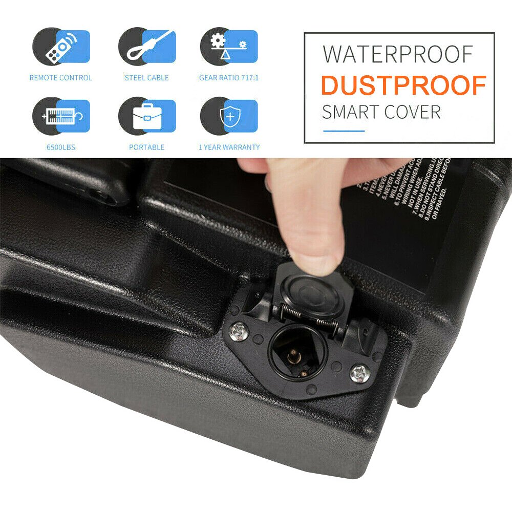 VEVOR Electric Winch 12V DC, Portable Trailer Winch 6,500 lbs, Pulling Capacity Power Winch with Powerful Motor and Hand Crank, Steel Cable Winch with Wireless Remote Control for Baot, UTV, ATV