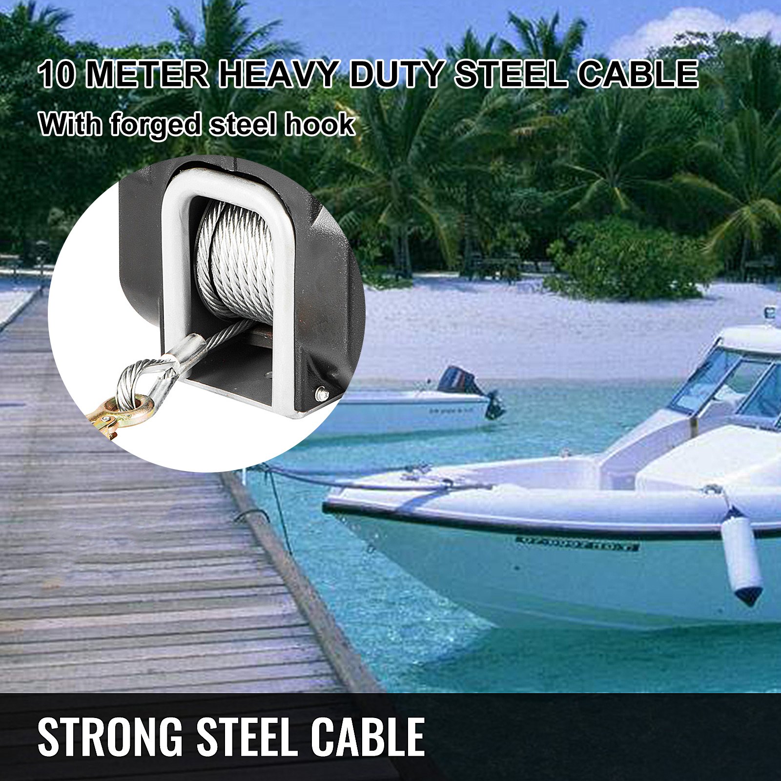 VEVOR Electric Winch 12V DC, Portable Trailer Winch 6,500 lbs, Pulling Capacity Power Winch with Powerful Motor and Hand Crank, Steel Cable Winch with Wireless Remote Control for Baot, UTV, ATV