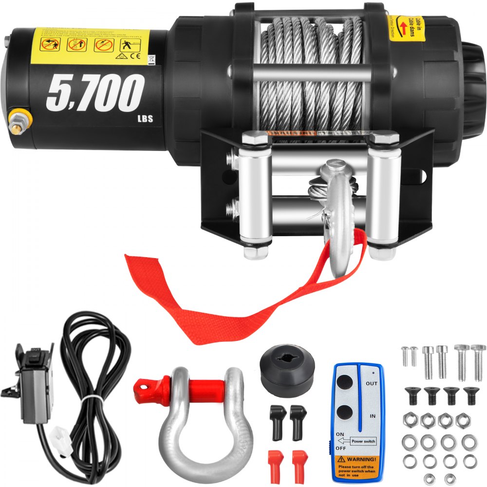 VEVOR Electric Winch, 5700 lbs Capacity, 42.6'/13m Steel Cable, Waterproof ATV UTV Winches w/ Wireless Remote and Corded Control & Hawse Fairlead, for Towing Jeep Off Road SUV Truck Car Trailer