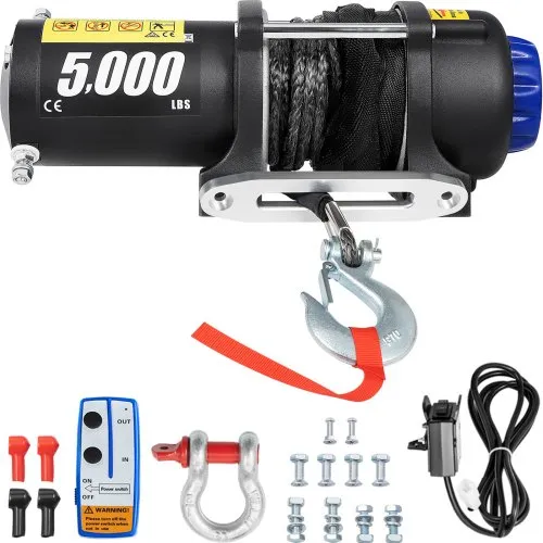 VEVOR Electric Winch, 5200 lbs Capacity, 42.6'/13m Synthetic Rope, Waterproof ATV UTV Winches w/ Wireless Remote and Corded Control & Hawse Fairlead, for Towing Jeep Off Road SUV Truck Car Trailer