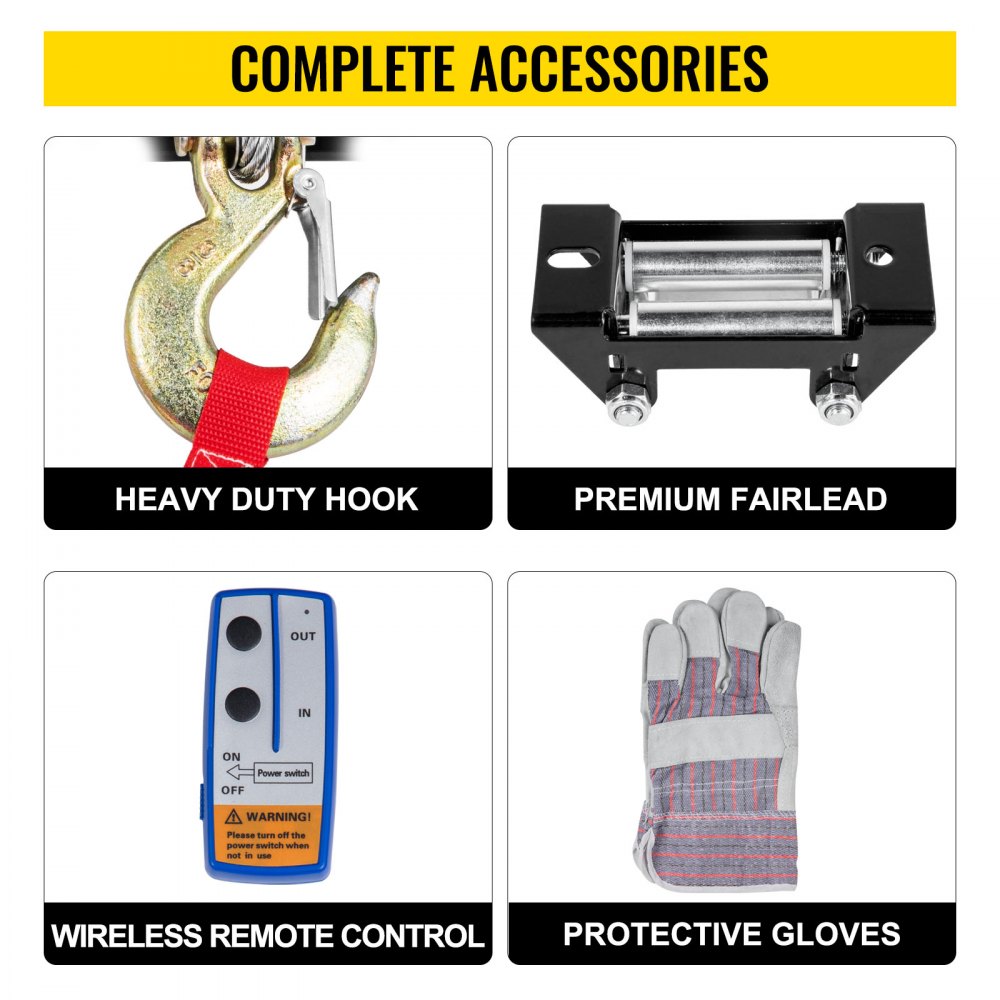 VEVOR 12V Electric Winch 12000 LBS Steel Cable 9MM X 24M Wireless ATV 4WD Winch