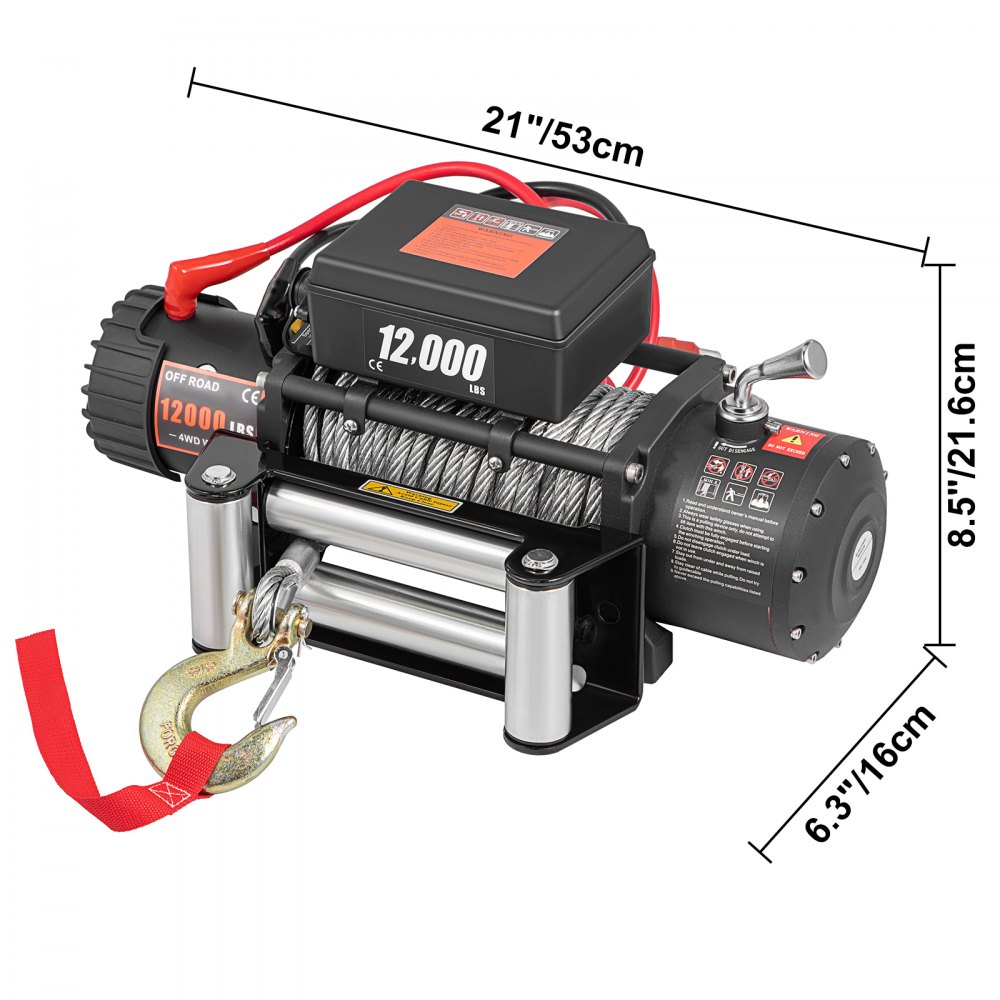 VEVOR 12V Electric Winch 12000 LBS Steel Cable 9MM X 24M Wireless ATV 4WD Winch