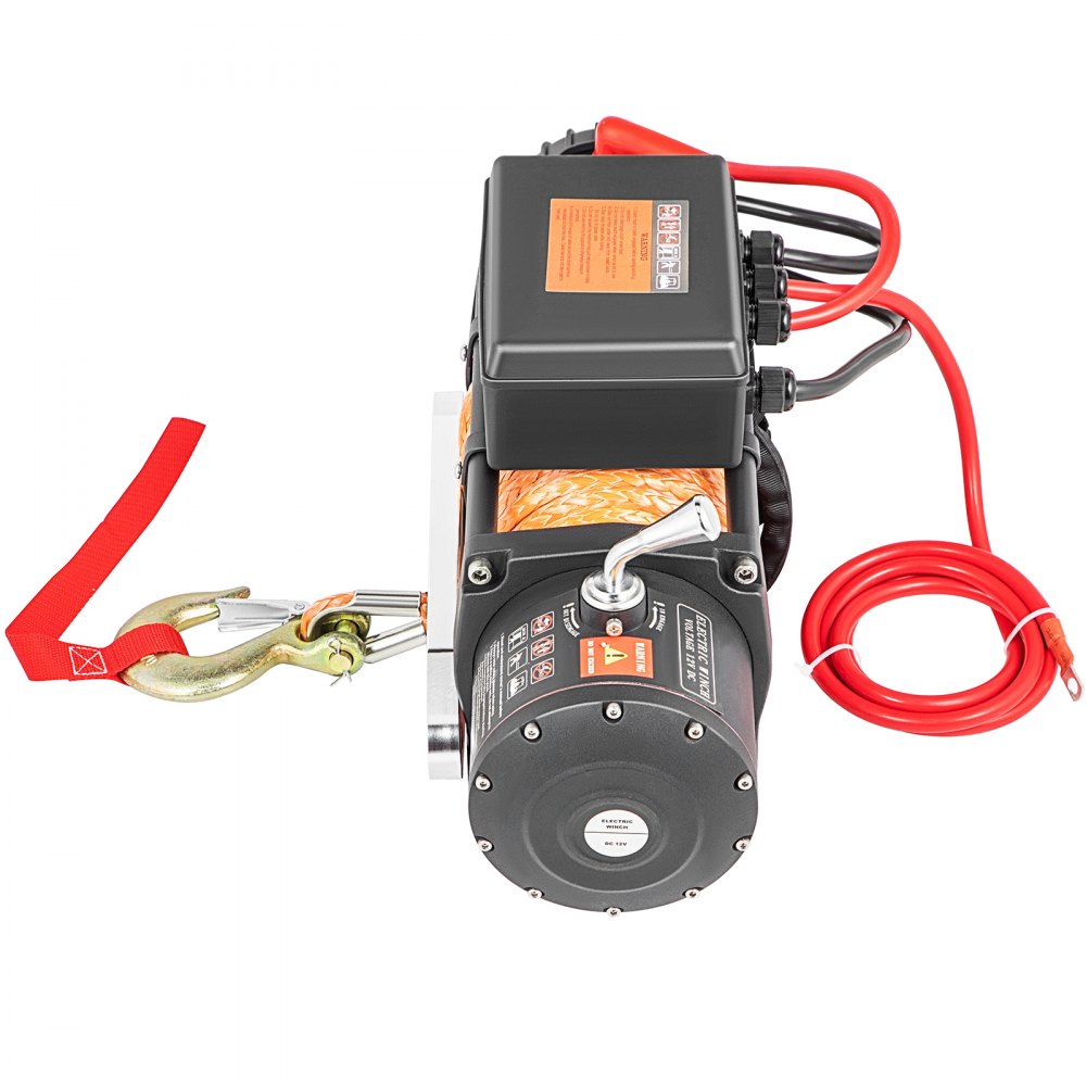 VEVOR 12V Electric Winch 12000 LBS Synthetic Rope 9MM X 24M Orange ATV/UTV Winch