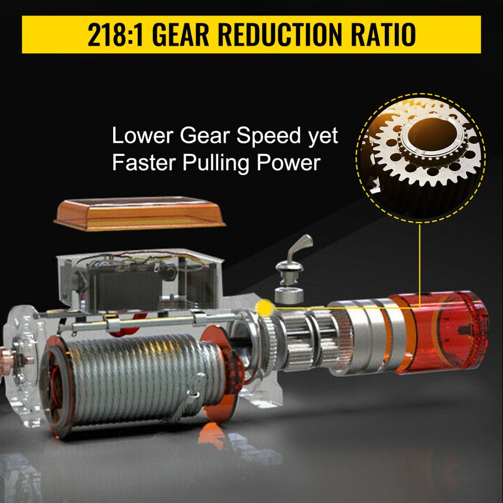 VEVOR 12V Electric Winch 12000 LBS Synthetic Rope 9MM X 24M Orange ATV/UTV Winch