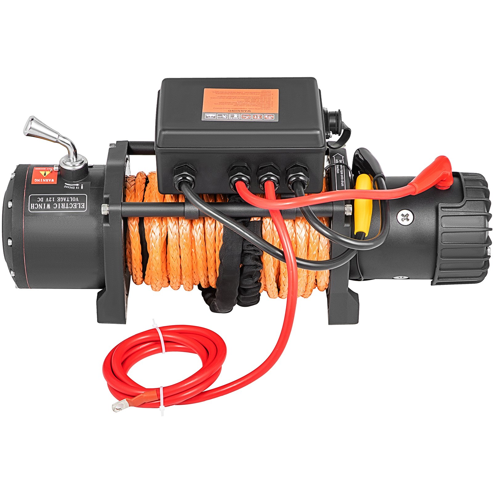 VEVOR 12V Electric Winch 12000 LBS Synthetic Rope 9MM X 24M Orange ATV/UTV Winch