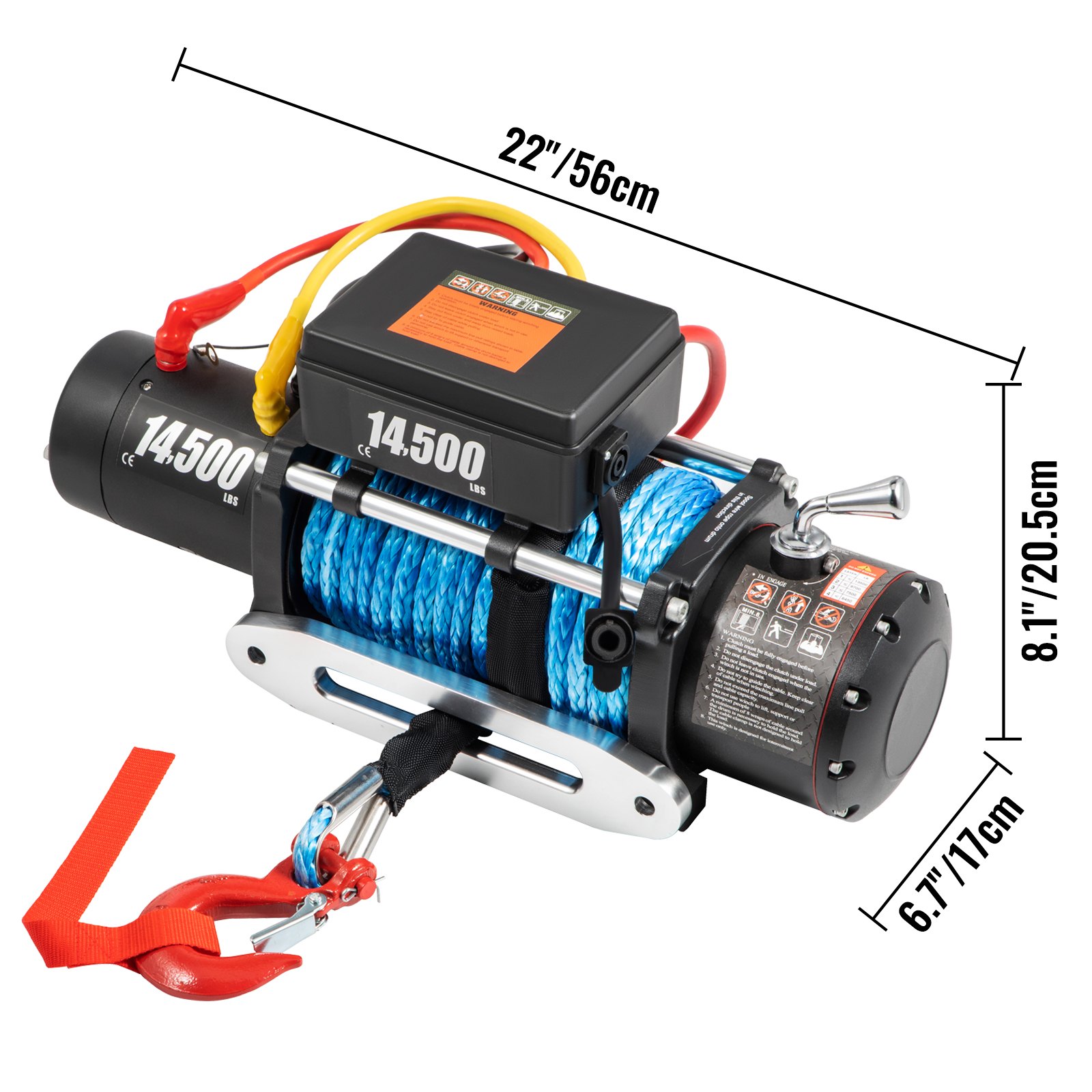 VEVOR 12V Electric Winch 14500 LBS Synthetic Rope 9MM X 26M Wireless ATV Winch