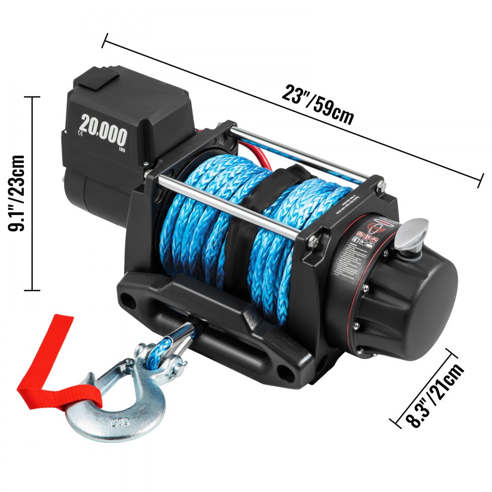 VEVOR 12V Electric Winch 20000 LBS Synthetic Rope 13MM X 26M Wireless ATV Winch